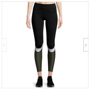 Compression Sporty Leggings in Colorblock Black Olive Green White XS
